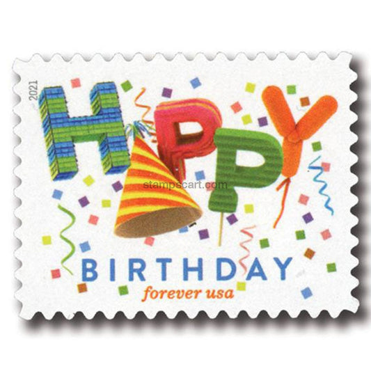 Happy Birthday (U.S. 2021) Forever Postage Stamps 100 pcs