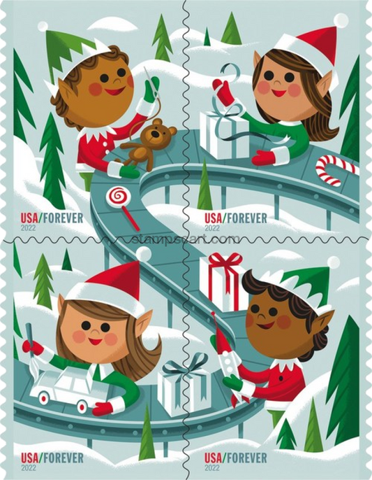 Holiday Elves Stamps 2022 Forever Postage Stamps 100pcs