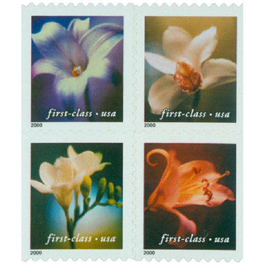 34cents Four Flowers Lilies Self-Adhesive Stamps 2000 (100pcs)