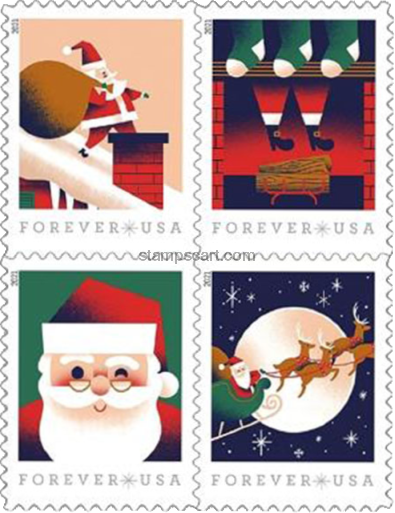 A Visit from St. Nick (US 2021) Forever Postage Stamps 100 pcs