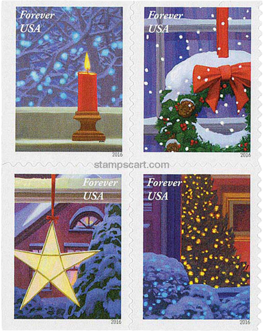 Holiday Window Views (Christmas Contemporary) (U.S. 2016) Forever Postage Stamps 100 pcs